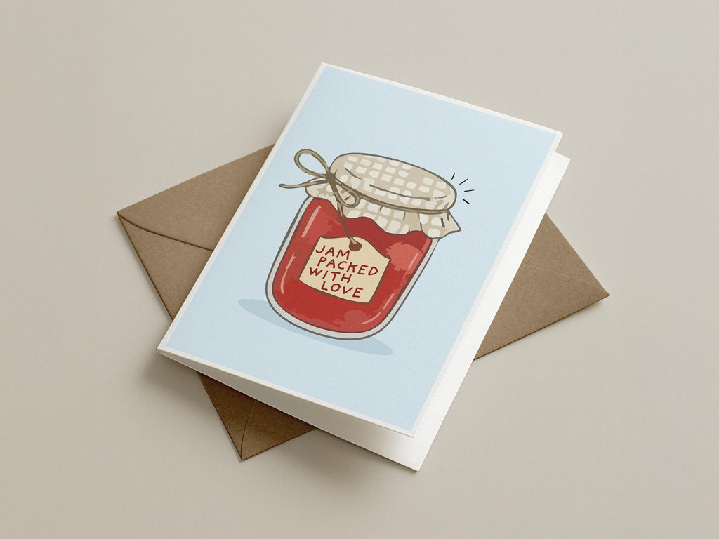 Jam Packed With Love Card – A6 Anniversary, Valentine's, Just Because (Recycled Kraft Envelope)