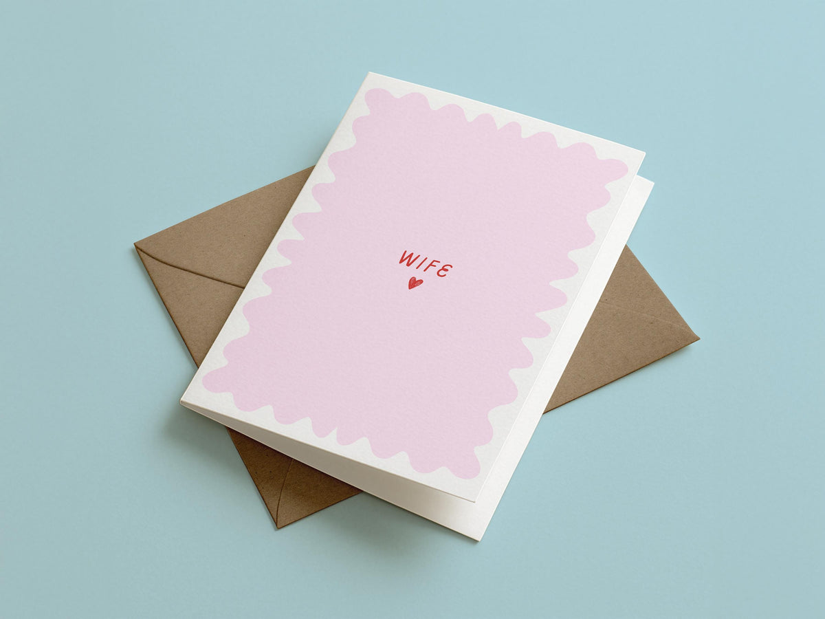 Wife Anniversary Card – A6 Size, Recycled Kraft Envelope Included